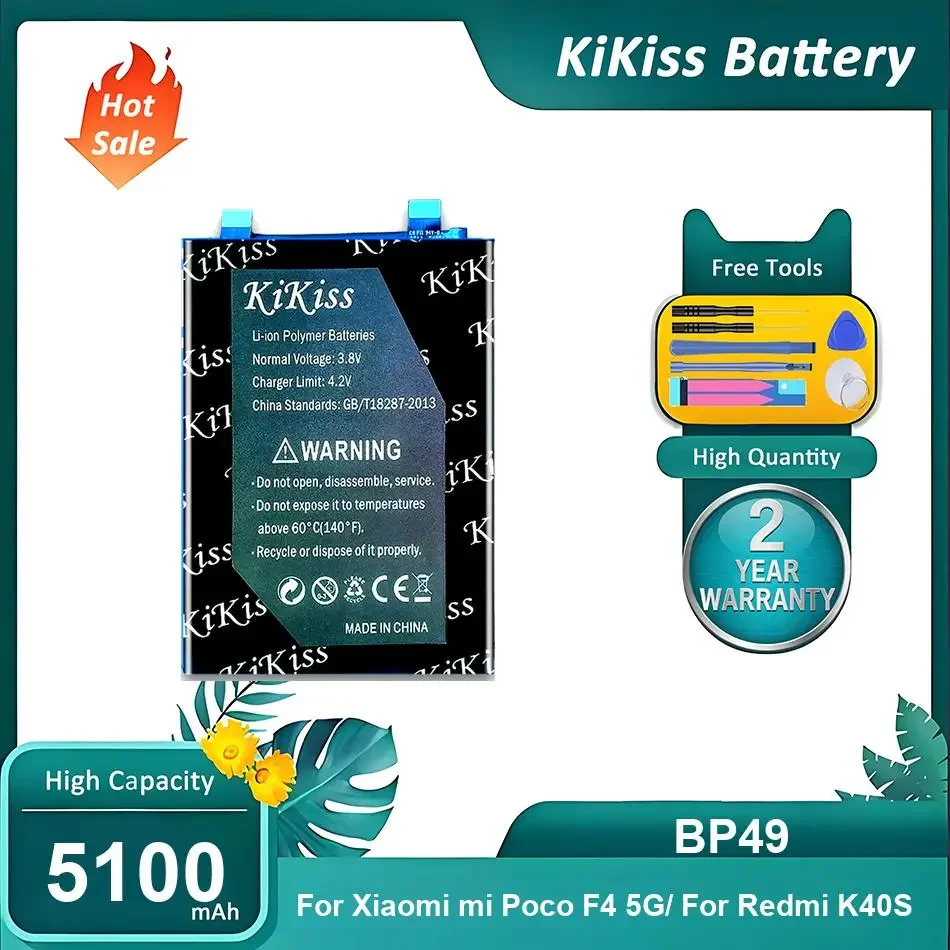 High-Durability Mobile Phone Battery For Xiaomi mi Poco F4 5G/For Redmi K40S,BP49,5100mAh