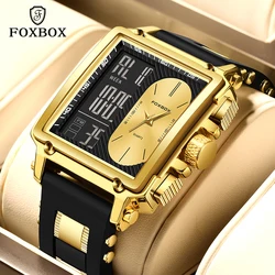 FOXBOX 2024 New Fashion Watch Men Digital Dual Display Quartz Men Watches 30m Waterproof Luminous Male Wristwatches Reloj Hombre