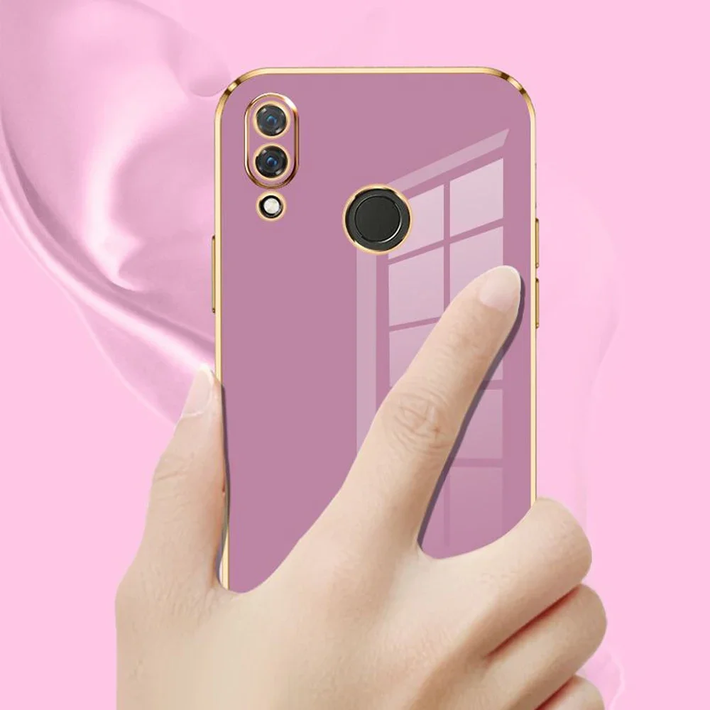 For Huawei Y9 2019 Case Luxury Square Plating Huawei Y9 2019 Phone Case JKM-LX1 ShockProof Soft TPU Silicone Back Cover Fundas