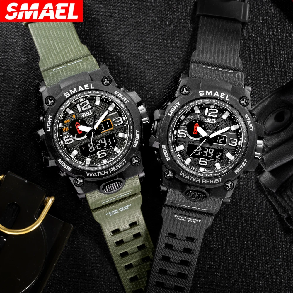 SMAEL 1545D Men\'s Military Watch Waterproof Electronic Sports Watch Night Glow Alarm Bell Watch