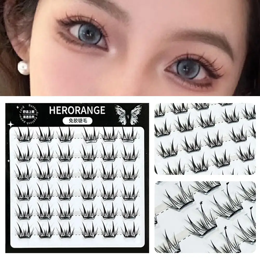 Glue-free Segmented Natural False Eyelashes Thick and Curled Lash 3D Cluster Lashes DIY Makeup Tools NO Glue Eyelash Extensions
