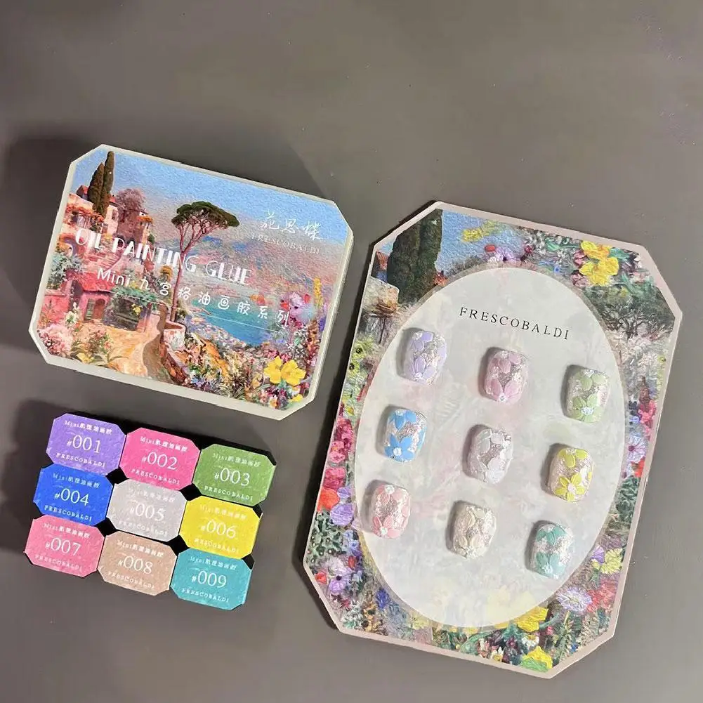 9 farben DIY Nagel Zeichnung 3D Modellierung Öl Farbe Gel Polnisch Kein Wischen Kleber Kunst Design Blumen Gemalt Geschnitzte Nagel Gel für Manik T4A7