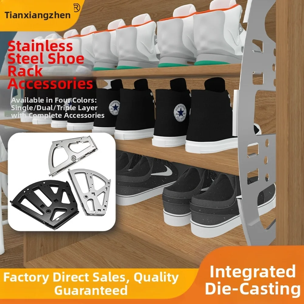 Flip Down Shoe Rack Organizer Made of Stainless Steel and Cold Rolled Steel for Optimized Closet Space and Easy Setup