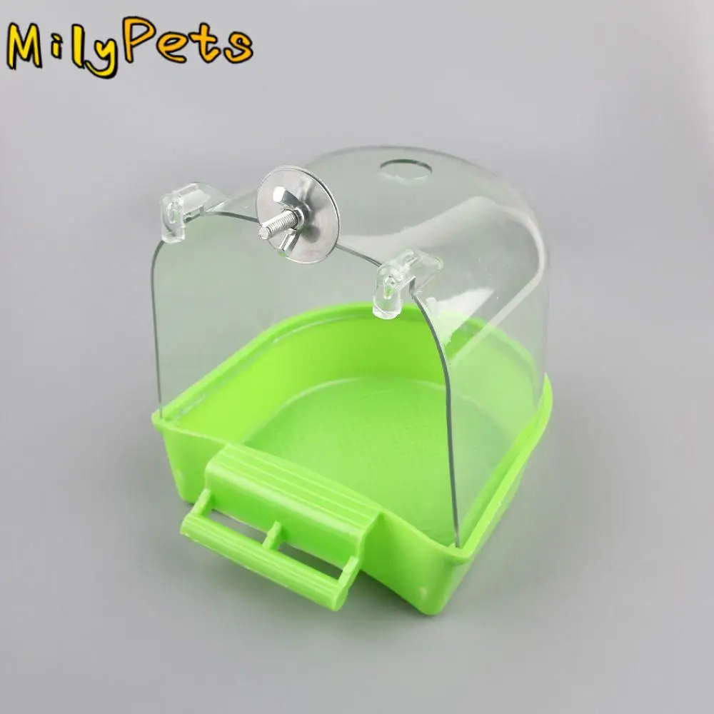 

Practical Plastic Bird Shower Box Anti-Slip Wall Mount Parakeet Bathing Tub Colorful Parrot Bathtub Pet Cage