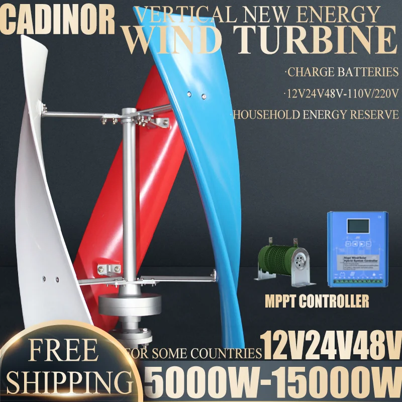 

Ultra-Quiet 4000W Permanent Magnet Maglev VAWT (Vertical Axis Wind Turbine) 3Blade Design 12V/24V/48V Output for Residential