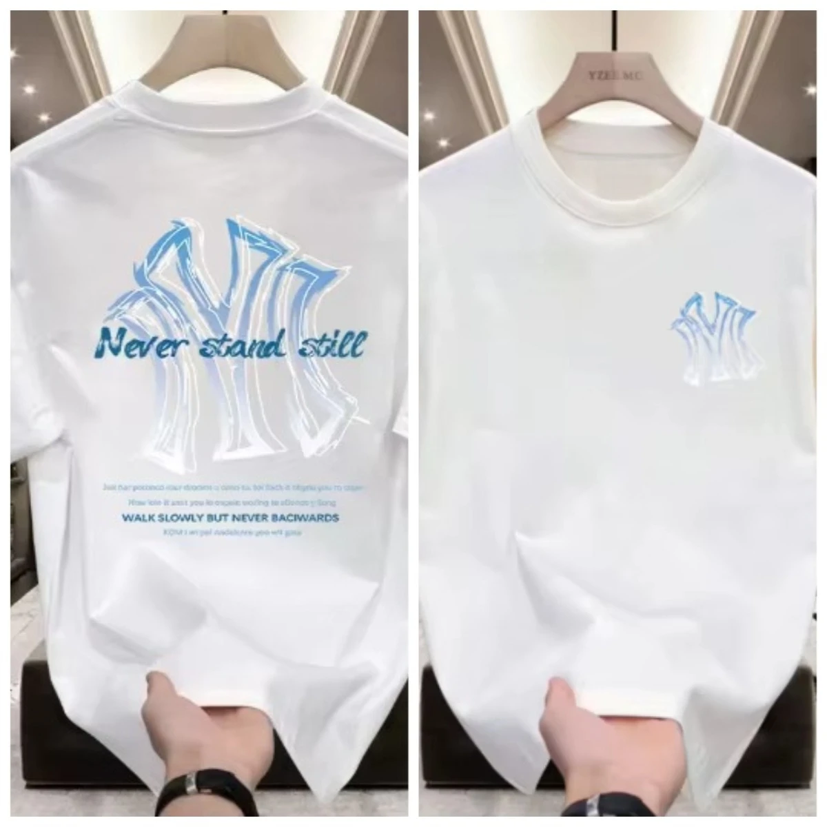 2026 Gradient Letter Slogan Graphic T‑Shirt Double‑Sides Print Casual Street Unisex Short Sleeve Tee