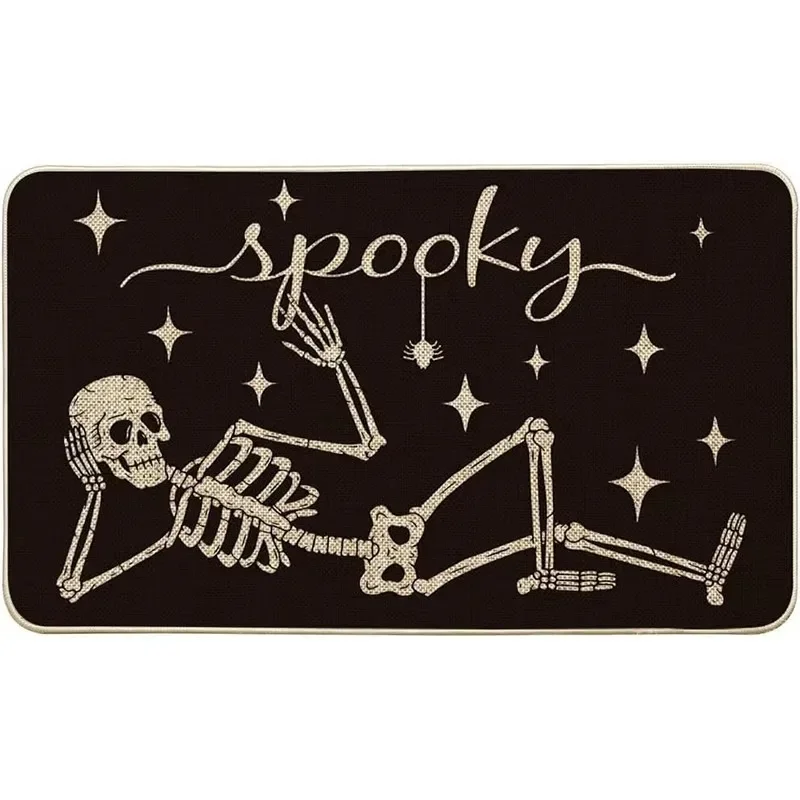 Halloween Welcome Doormat Jack O Lantern Pumpkin Leaf Print Floor Mat Vintage Holiday Home Entrance Decor Rug