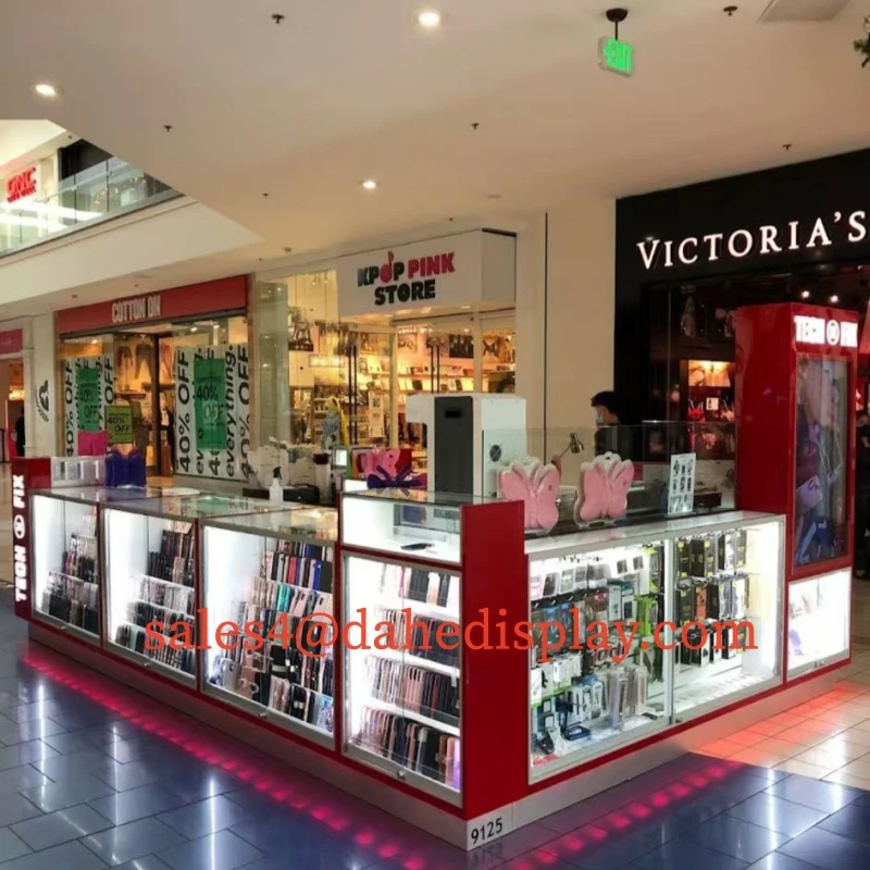 custom.Customized Cellphone Store Glass Display Cabinet with Light Phone Display Showcase Cell Phone Accessories and Repair 3