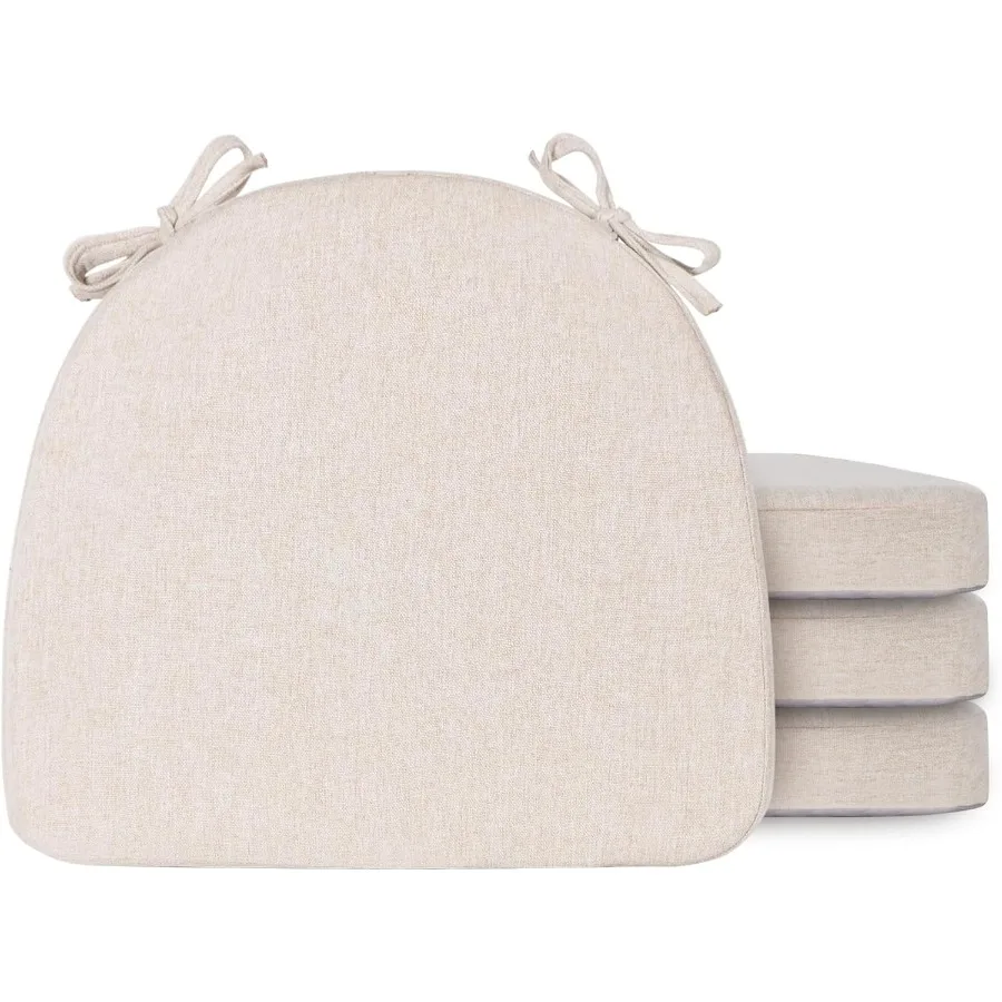 

Chair Cushions for Dining Chairs with Ties Removable Cover NonSlip Bottom U Shaped Kitchen Chair Pads 40D High Resilience Foam