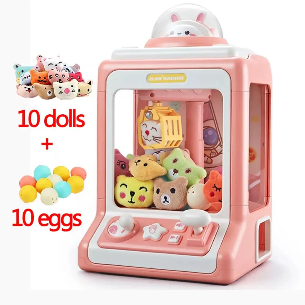 Automatic Doll Machine Toy for Kids Mini Cartoon Coin Operated Play Game Claw Crane Machines with Light Music Children Toy Gifts