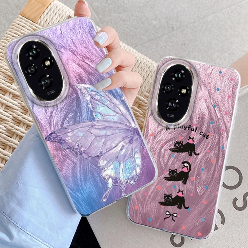 

Luxury Butterfly Black Cat Girls Case For Honor X9c Magic7 6 5 400 200 Lite Pro 90 Smart X9a X8a X8b X8c X7c Funda Cover Coque
