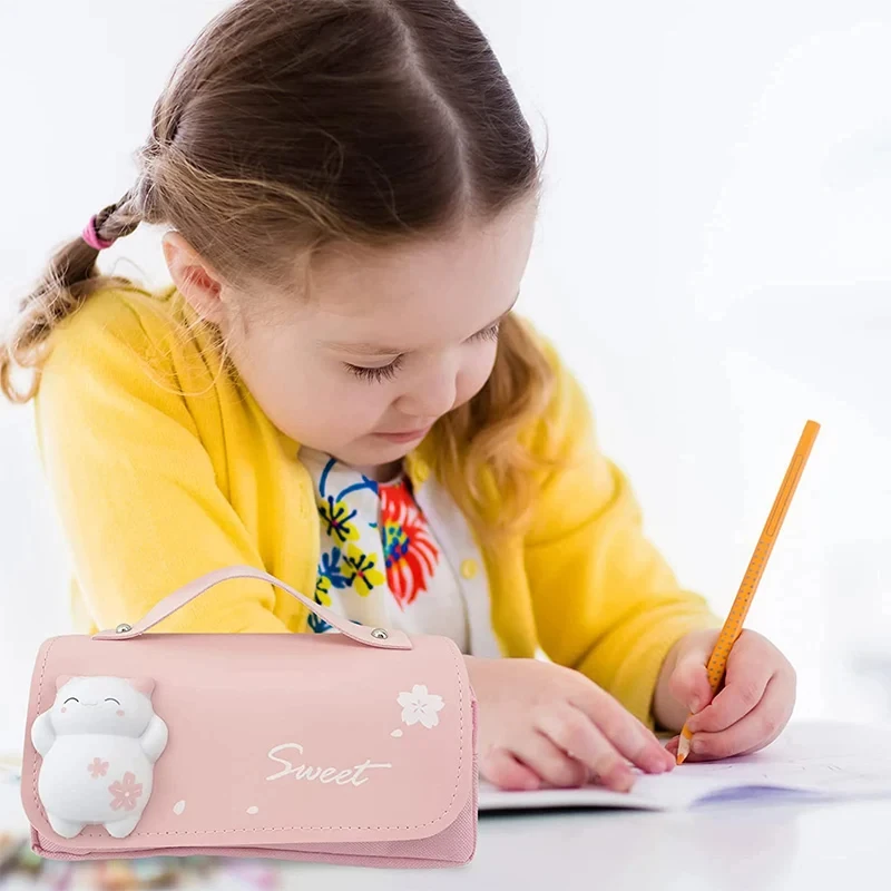 3D Kawaii Pencil Bag 3 Layers Astronaut Pencil Case Pouch Cute School Supplies Aesthetic Organizer for Girls Boys Stationery