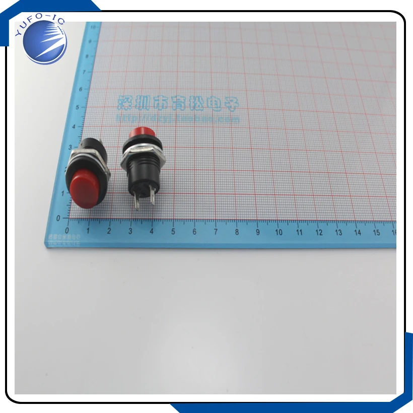2PCS/LOT  Self locking button switch 16 mm red green random hair   electronics