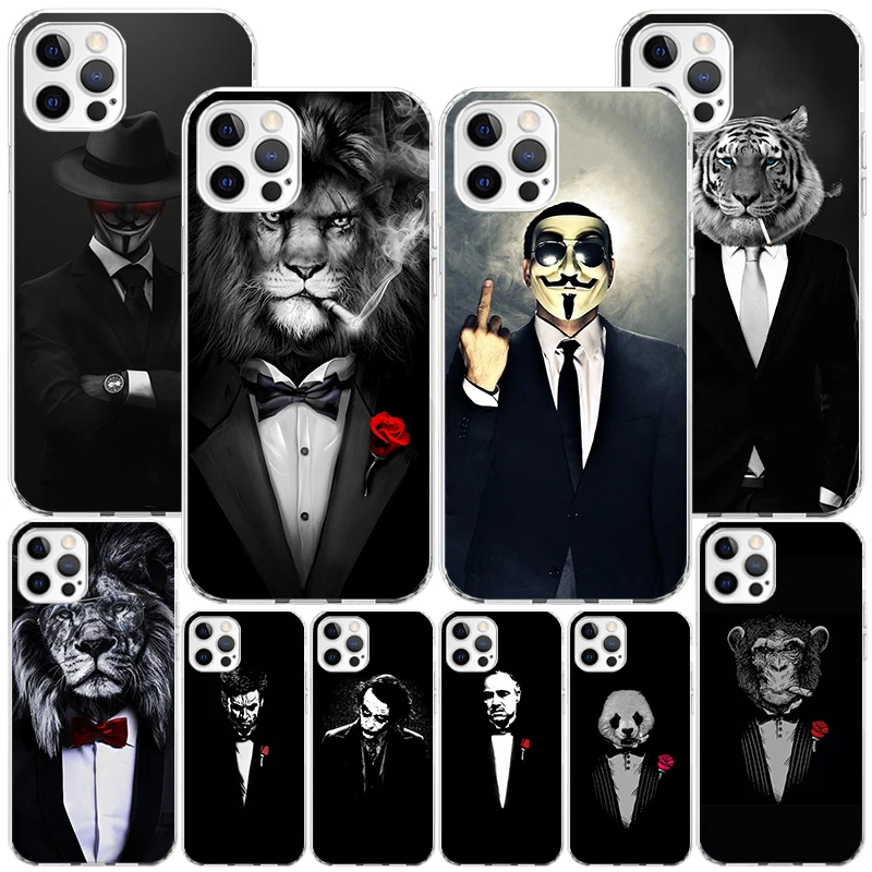 Man Suit Shirt Tie Phnoe Case for Iphone 11 12 13 Mini 14 15 Pro Max X Xs Xr 7 Plus 8 + Apple 6S SE 2020 Unique Cover Coque