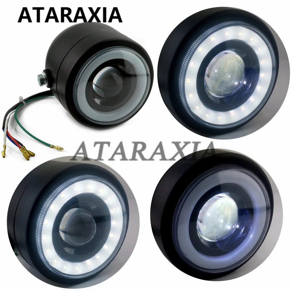 Universal Motorcycle Cafe Racer Headlight LED Headlamp Front Lamps Auxiliary light Fog Passing Light For Harley Touring Road Kin