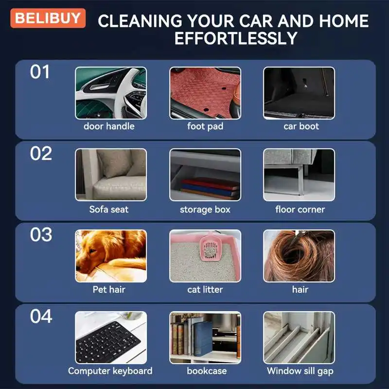 Portable Wireless ABS Car Vacuum Cleaner - Powerful Mini Cleaning Machine for Home And Carpet Dust Extraction Home Appliance