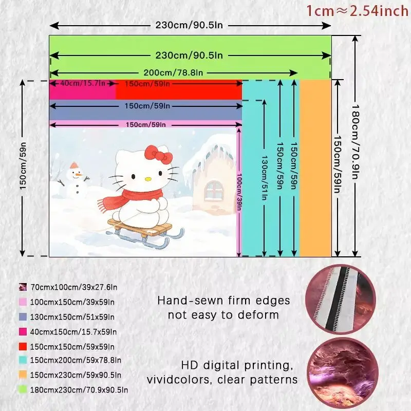 1 Buah Permadani Kereta Luncur Musim Dingin Hello Kitty Lucu Seni Dinding Poliester Nyaman Sempurna untuk Kamar Anak-anak Dekorasi Ruang Tamu Hadiah untuk Pecinta Kucing