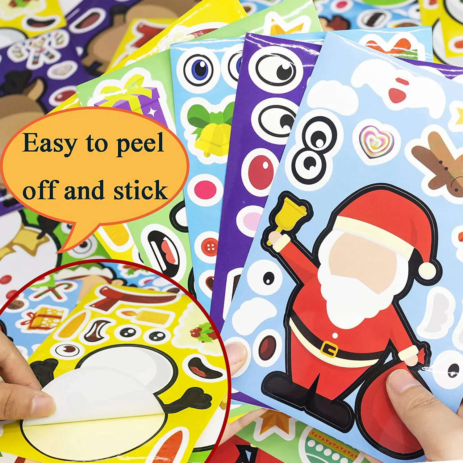 DIY Children Christmas Game Sticker Santa Claus Snowman Reindeer Make-a-Face Sticker Children Holiday Christmas Party Gift Toy