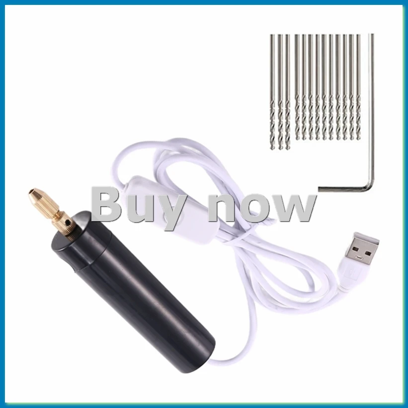0.7-1.2Mm Micro-Electric Hand Drill Set for Resin,Electric Mini Drill for Jewelry Making Electrical Pin Vise Kit-ABAM