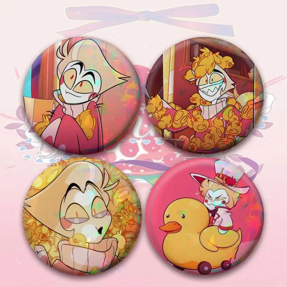 H-Hazbin Hotel Lucifer  Laser Badge Applicable For Backpack Clothes Hats Decor Creative Accessories