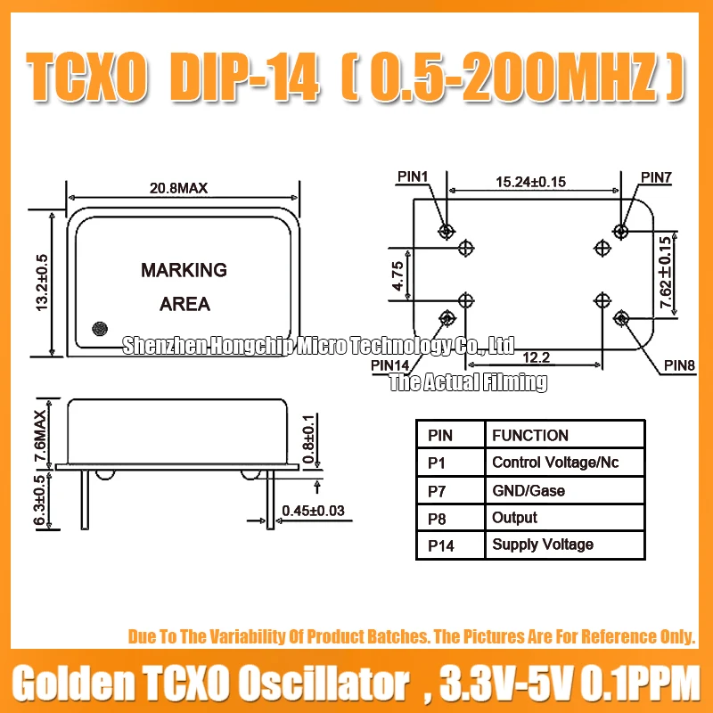 TCXO DIP-14 11.2896M 11.2896MHZ Gold Plated Rectangular Temperature Compensated Crystal Oscillator Golden 3.3V-5V 0.1PPM