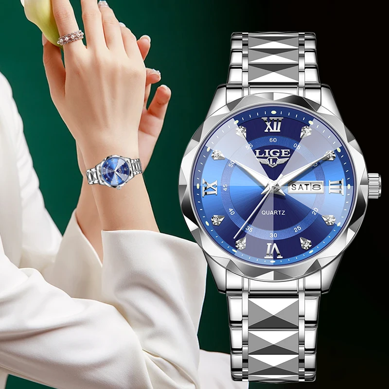 LIGE Elegant Classic Quartz Woman Watch Luxury Fashion Casual Fashion Bracelet Waterproof Date Week Steel Casual Ladies Watches