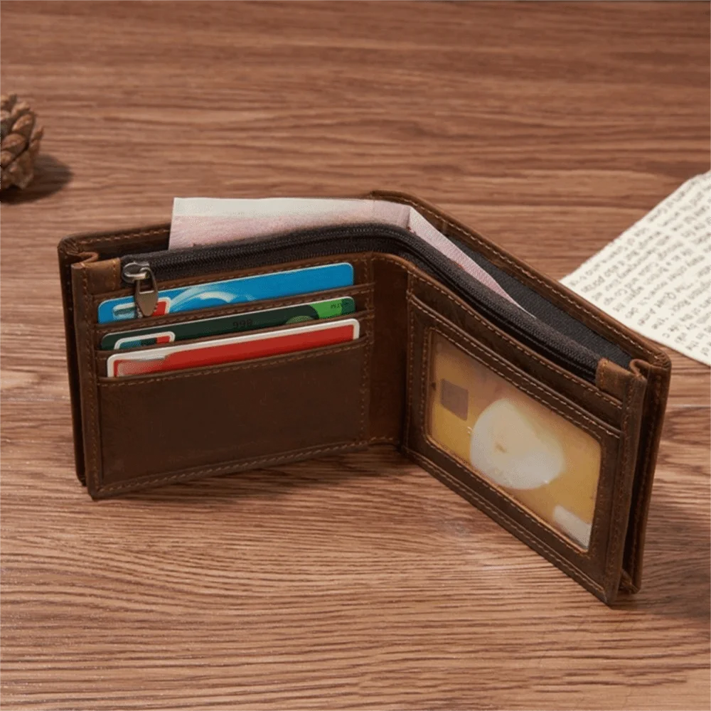 Retro Vintage Genuine Leather Wallet Multi-Card Slot Handmade Coin Purse Slim Design Lightweight Short Wallet Daily Carry