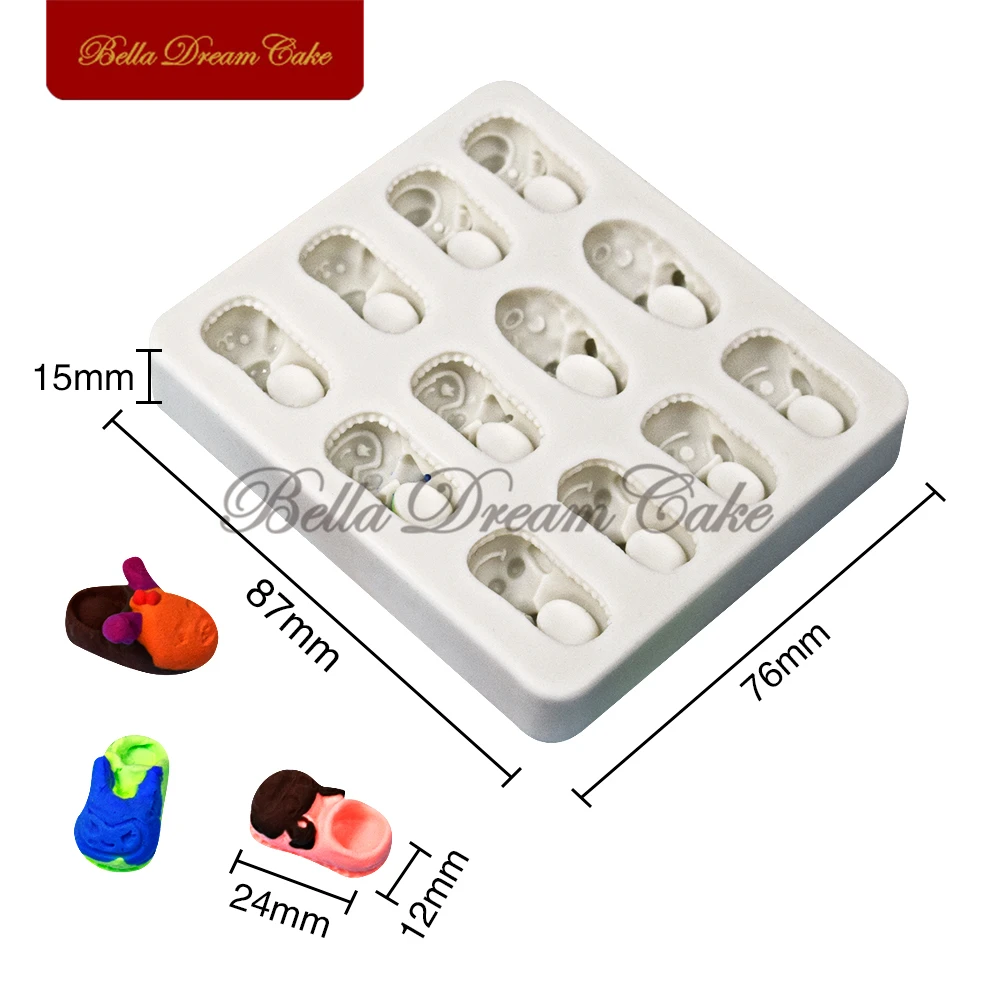 3D Cartoon Animals Baby Shoes Design Silicone Mold Fondant Chocolate Topper Mould DIY Clay Model Cake Decorating Tools Bakeware