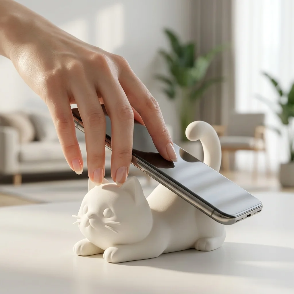 Support de téléphone et tablette universel pour bureau, figurine de chat imprimée en 3D, accessoire de décoration de table esthétique et mignon