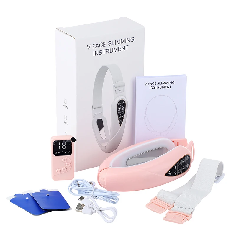 EMS Chin Facial Levantamento Massager, V-Line Up Lift Belt, Face Emagrecimento, Vibração, Dispositivo de Cuidados com Controle Remoto, Cuidados Com A Pele