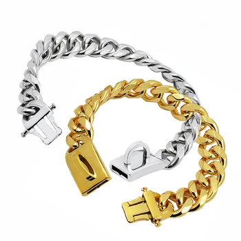 गोल्ड डॉग कॉलर स्टेनलेस स्टील पालतू धातु चोकर 19 मिमी चौड़ा लीड मध्यम बड़े कुत्तों के लिए पालतू फ्रेंच बुलडॉग लैब्राडोर रिट्रीवर 8 best sales कुत्ते की चेन कॉलर - №7