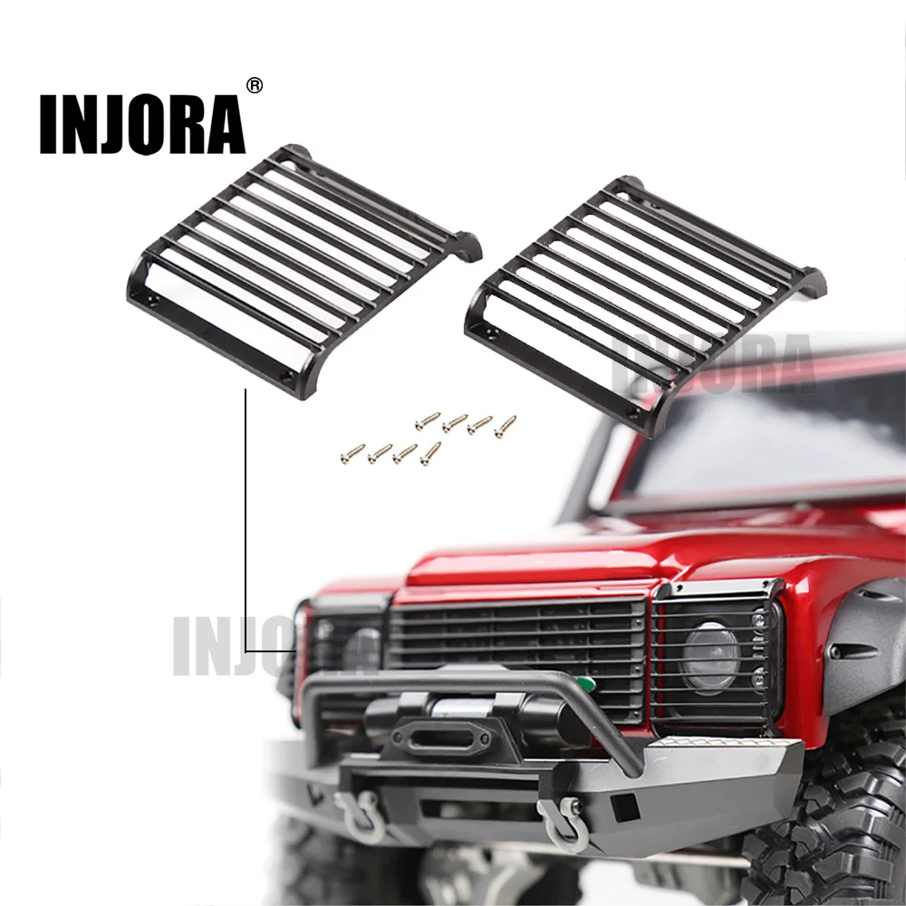 INJORA 2PCS Metal Front Lamp Guards Headlight Cover Guard Grille for 1/10 RC Crawler Car TRX4 Upgrade