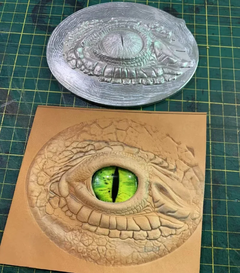 Metal Dragon Dinosaur Eye Leather Embossing Mold 3D Concave Convex Stamp Aluminum Alloy Pressing Mould Two Sizes Craft Tool