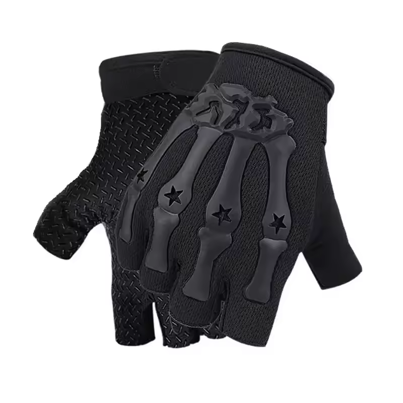 Luvas de Ciclismo Meio dedo estampa de esqueleto