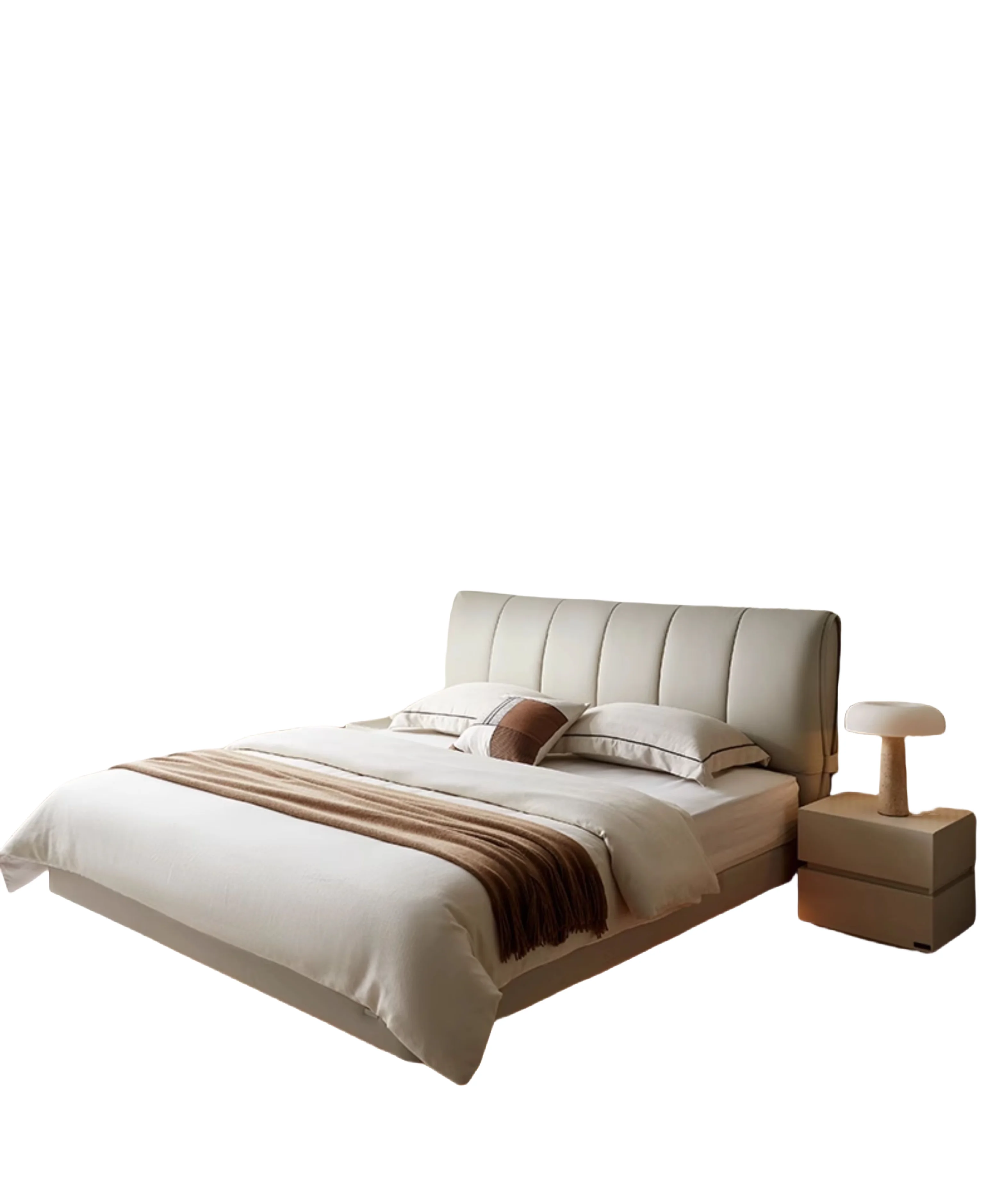 #Modern Minimalist Floating Twin Soft Bed with Durable Top-Grain Leather Upholstery Tailored for Master Bedrooms