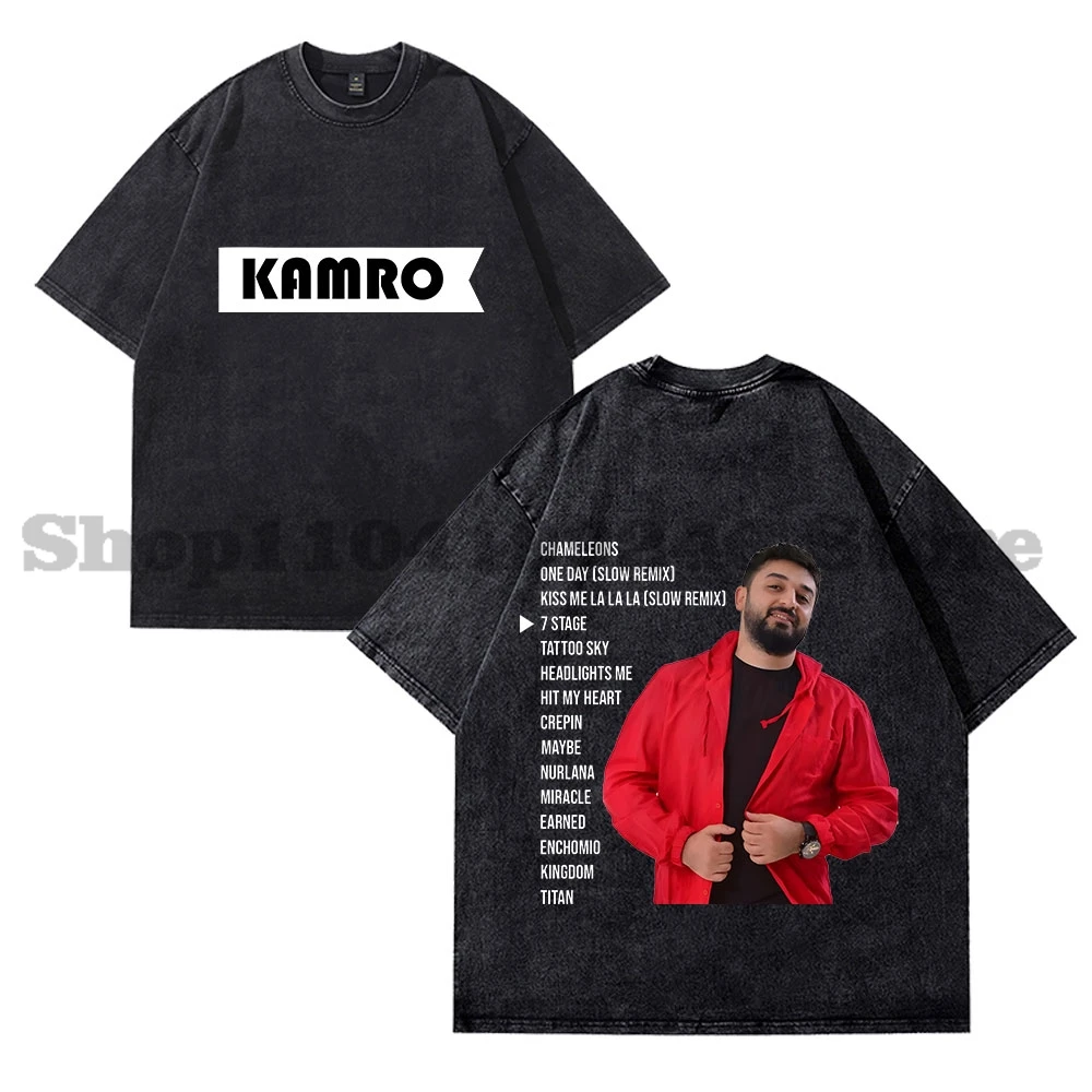 

Kamro Rapper Merch T-Shirt Crewneck Short Sleeve Men/Women Cotton Vintage Wash Tee