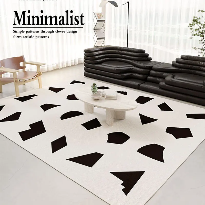 Black And White Minimalist Living Room Carpet Modern Design Bedroom Rug Sofa Coffee Table Floor Mat Nordic Study Area Rug