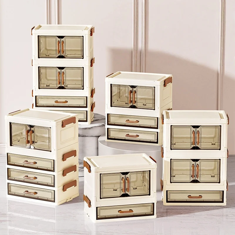 30/40cm Width, Foldable Desktop Organizer Multi-Layer Options,Cream Style Design,Perfect for Cosmetics，Stationery，Storage Box