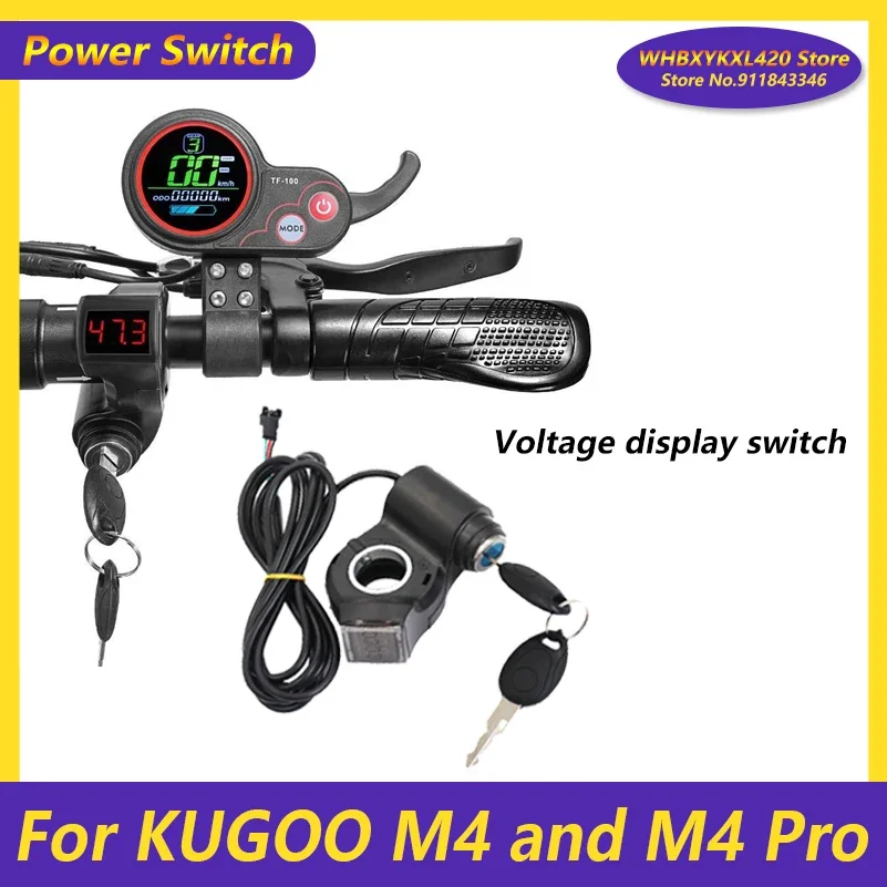 Electric Scooter Thumb Throttle Voltmeter Digital Voltage Display Switch Power with Key Lock for KUGOO M4 Pro Accessories