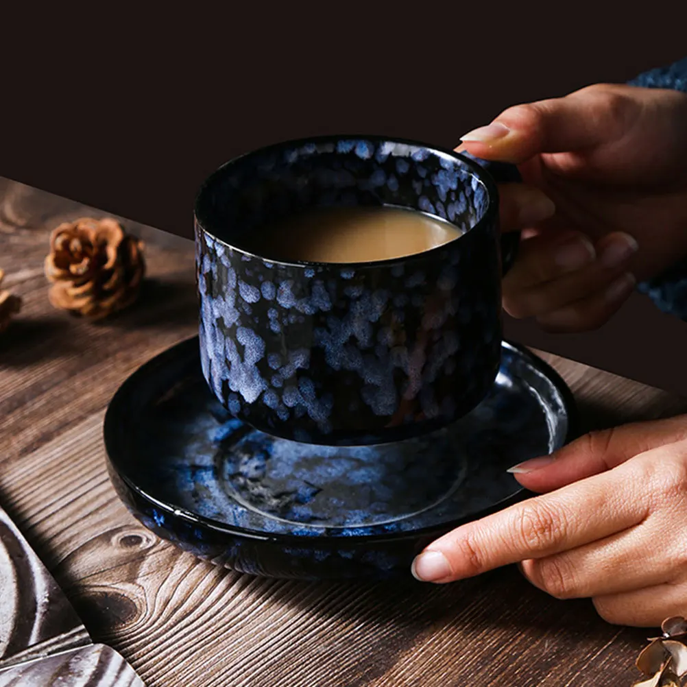 

1Set Ceramic Coffee Cup Saucer Set Meticulous Workmanship Safe for Various Beverages Perfect Gift for Any Occasion