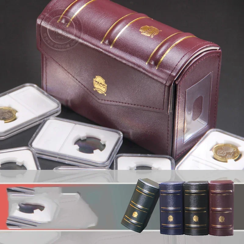 

New Leather Holder Slab Boxes Display Capsule Collection for 15 Certified Graded PCGS NGC Slab Coin High-Quality Container Desk