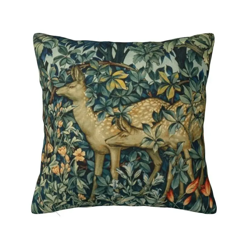 Custom William Morris Deers And Birds In Forest Luxury Throw Pillow Cover Bedroom Decoration Floral Animal Art Cushion