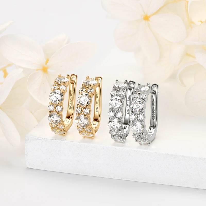 

Ehhai Full Round Cut 4mm&2mm Moissanite Hoop Earrings for Women 925 Sterling Silver Huggie Earring Fine Jewelry Gift Pendientes