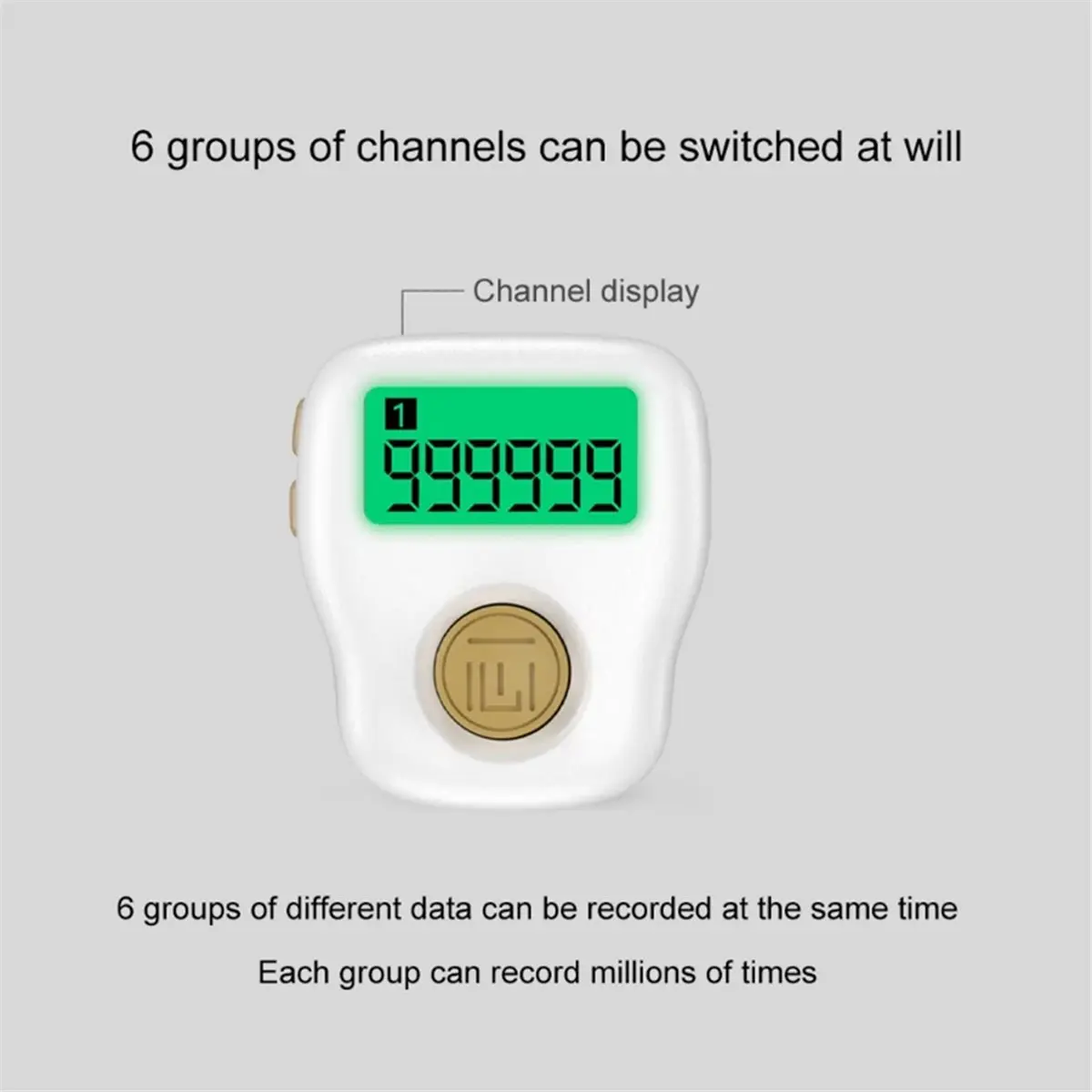 【TODAY-BUY】~@ Silent Finger Counter 6 Channels Digital Tasbih Tally Clicker Pray Rechargeable Night Glow