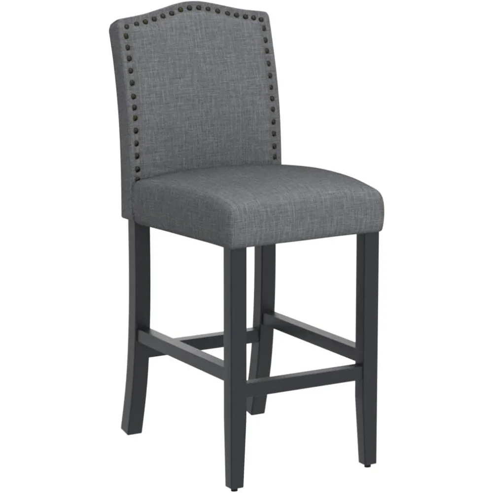 Bancos de bar de altura de balcão de 24 polegadas com prego de bronze para sala de jantar,