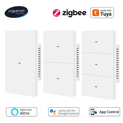 Yagusmart Zigbee US interruptor inteligente botón pulsador interruptor de luz neutro opcional funciona con la aplicación Tuya Home Google Home SmartThings