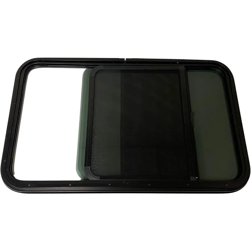 Jendela RV Horizontal dengan Layar untuk Rumah Mungil dan Camper, Termasuk Cincin Penjepit Interior, Cocok untuk Trailer Teardrop