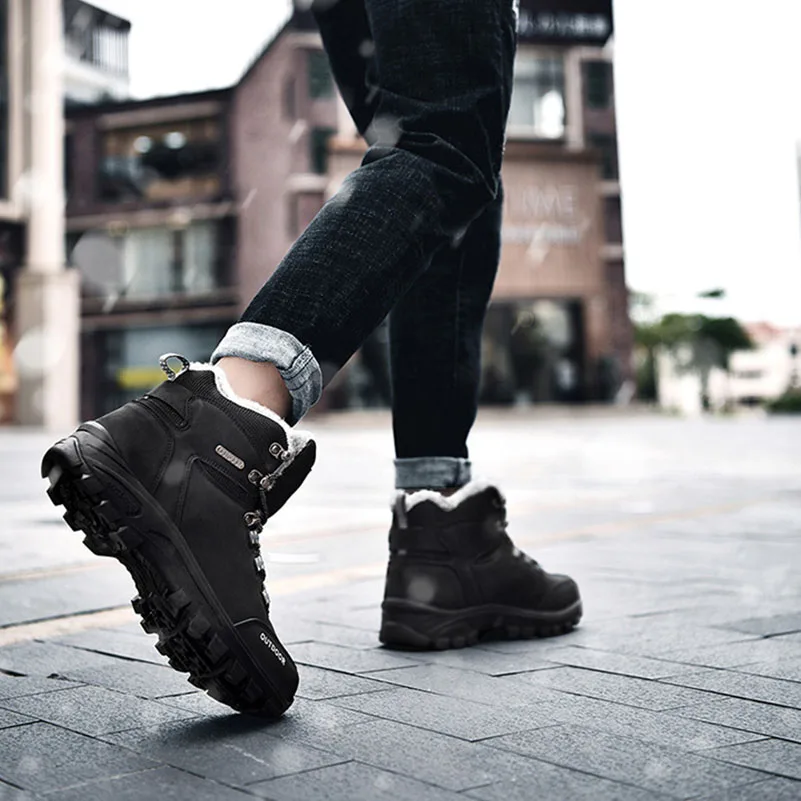 Herren Schneestiefel Isoliertes Fellfutter Winter Warme Wanderschuhe Walking Sneaker