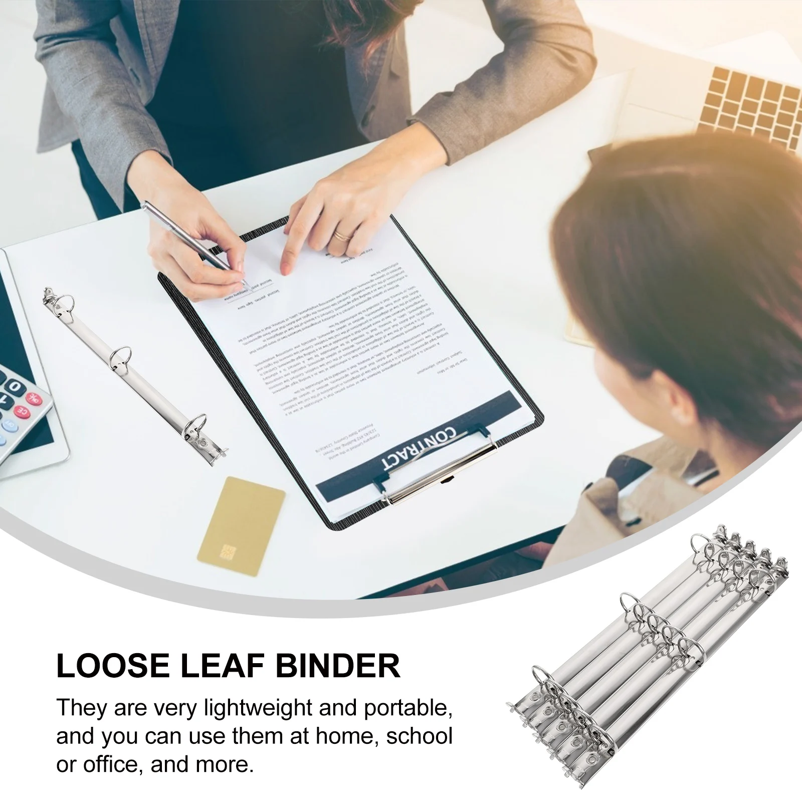 

5pcs Three Hole Clip File Binder Metal 3-Ring A3 White Nickel Office School Supplies loose leaf binder binding spine