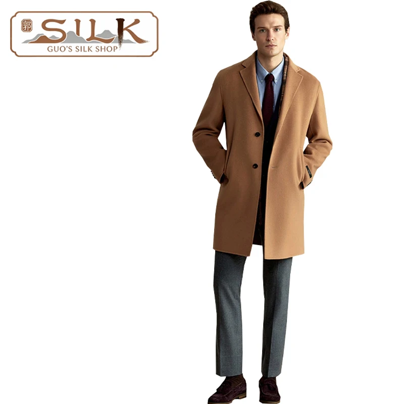 

Элегантное двустороннее кашемировое пальто для мужчин: стильное, формальное, для делового повседневного образа, мягкое и комфортное